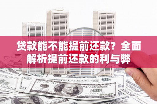 佛冈贷款能不能提前还款？全面解析提前还款的利与弊