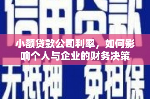 佛冈小额贷款公司利率，如何影响个人与企业的财务决策